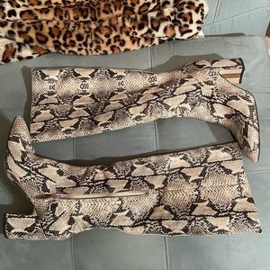 Sam Edelman Snake-Print Knee-High Boots